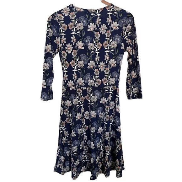 ModCloth Women's Blue Floral Faux Wrap All Is Full Of Lovely Skater Dress Small - Picture 9 of 9